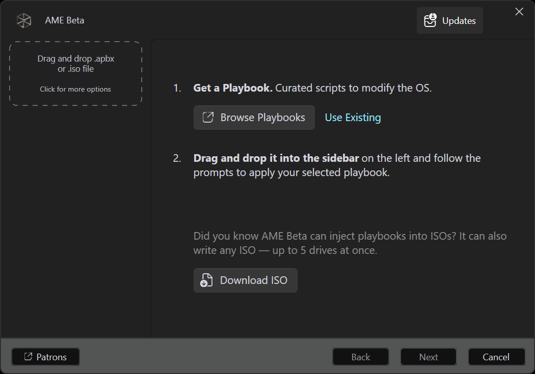 AME Beta main page